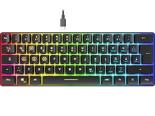 Produktbild: gaming-tastatur speedlink letos 60% rgb, kabelgebunden (usb-c, abnehmbar), qwertz