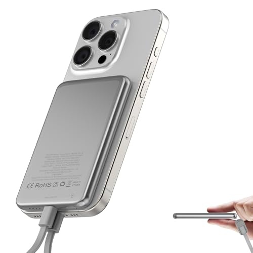 Magnetische Power Bank 5000mAh für MagSafe, 20W PD Wireless, USB C, iPhone 17-12