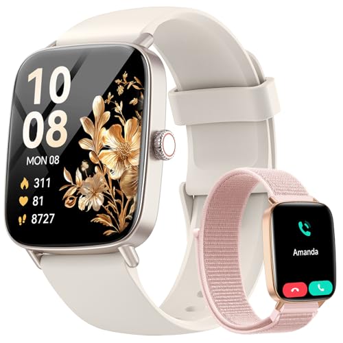 smartwatch damen mit telefonfunktion, 1.85" hd, herzfrequenz, schlafmonitor, ip68, kompatibel mit ios/android