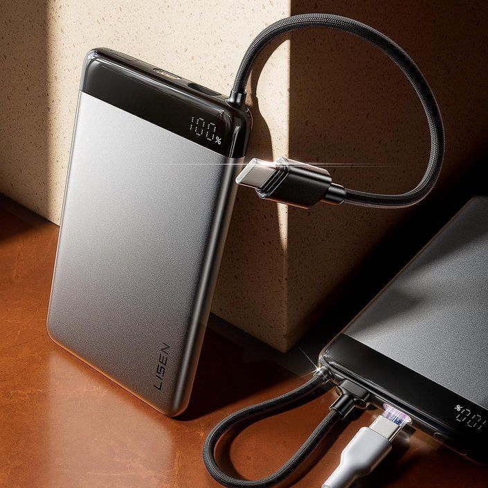 Produktbild: lisen powerbank 10.000mAh 22,5W slim design schwarz 24,99 statt 40