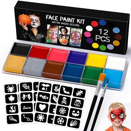 kinderschminken halloween schminke set - 12 farben gesichtsfarbe kinder make up