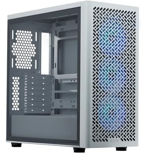 Cooler Master Elite 502 Gaming PC Gehäuse, gehärtetes Glas, Seitenfenster