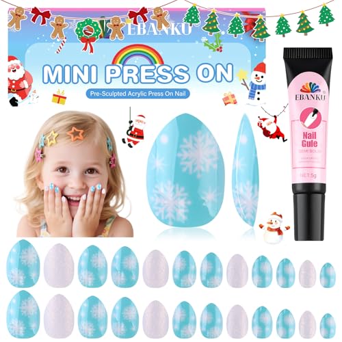 press-on-nägel für kinder 24 stück mandelform weihnachten ebanku acrylnägel für mädchen 7-12
