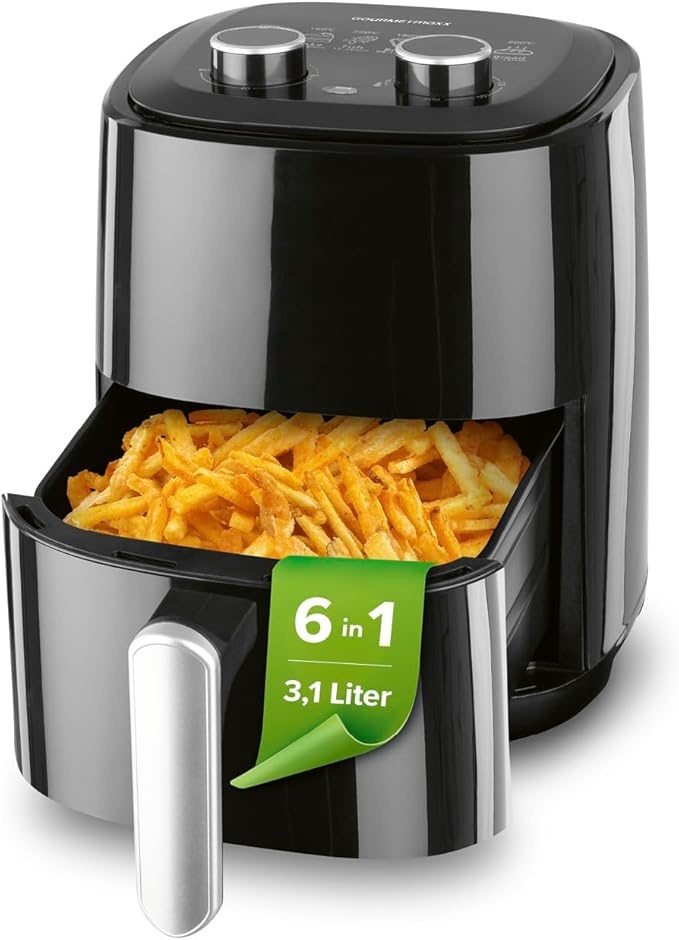 heißluftfritteuse 3,1L von gourmetmaxx, airfryer mit 60 min timer, energiesparend, 1350 W