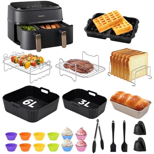 silikonform heißluftfritteuse zubehör philips airfryer 23 teile waffeleisen grillrost brutbackformen