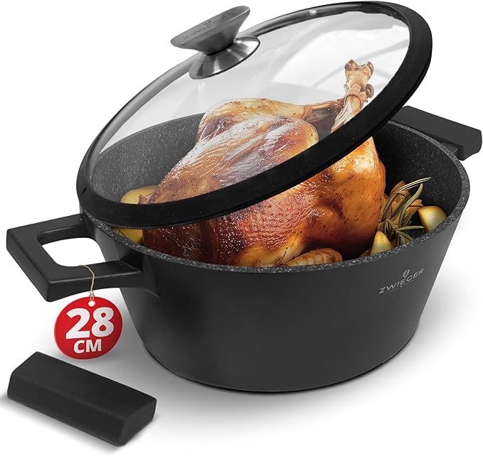 ZWIEGER schmortopf 3-in-1 28 cm mit deckel, induktion, antihaft, edelstahlboden