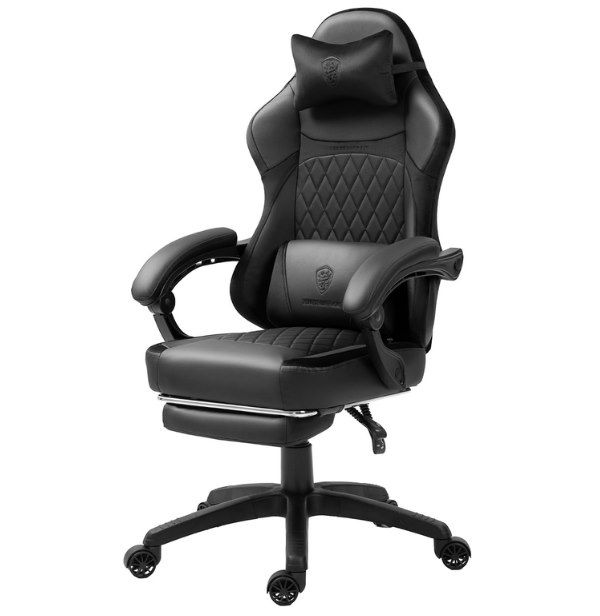 gaming stuhl dowinx aus pu leder mit lendenwirbelstütze für 64,99 euro