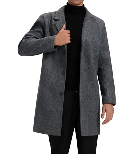 Herren Wintermantel Lang Trenchcoat Dunkelgrau GLESTORE M