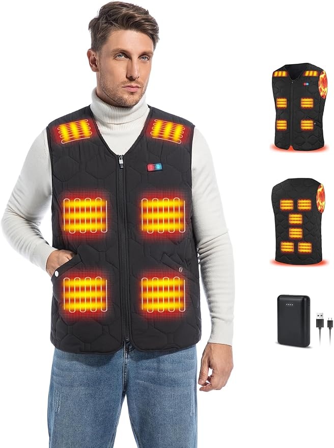 Produktbild: Beheizte Weste für Damen und Herren, USB Heizjacke mit 3 Temperaturstufen, waschbar