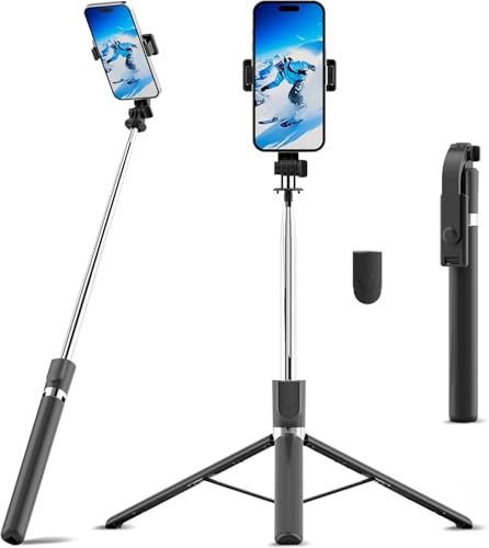 170cm selfie stick stativ für smartphone, bluetooth fernauslöser, 360 drehbar, aluminium