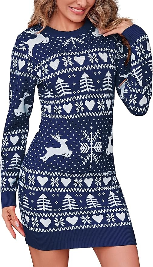 bresdk weihnachtskleid damen strickkleid winter minikleid pulloverkleid elegant