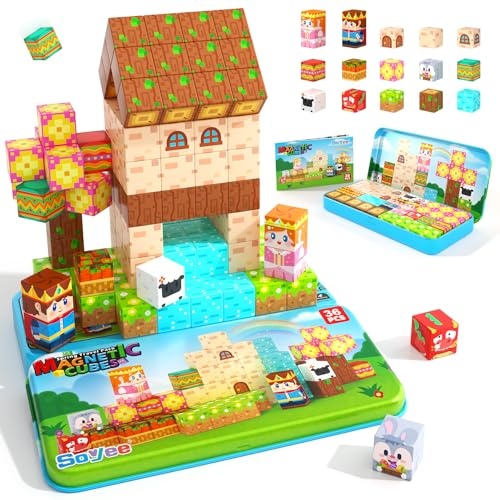 magnetische bausteine reisespielzeug mit metallbox, magnetspielzeug ab 3 jahren