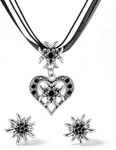 Trachtenschmuck Damen Set 3 Stück, Oktoberfest Dirndl Kette Haarreif Accessoires