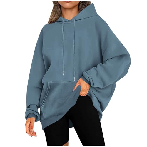 KOG Hoodie Damen Einfarbig Kapuzenpullover Sweatshirt Winter Vintage Retro
