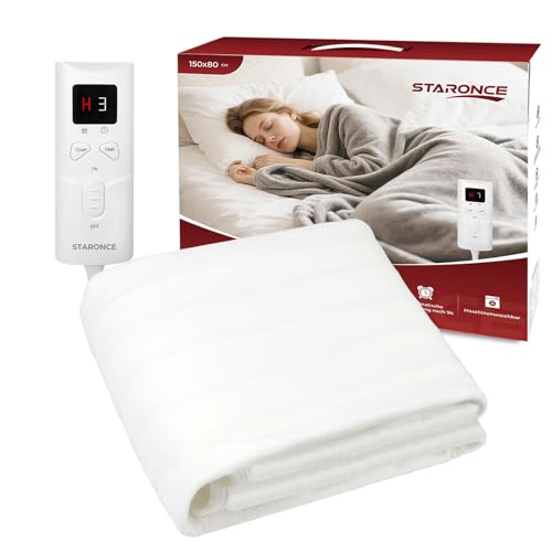 staronce heizdecke 150x80 cm, heizunterbett mit 10 Heizstufen, abschaltautomatik, waschbar