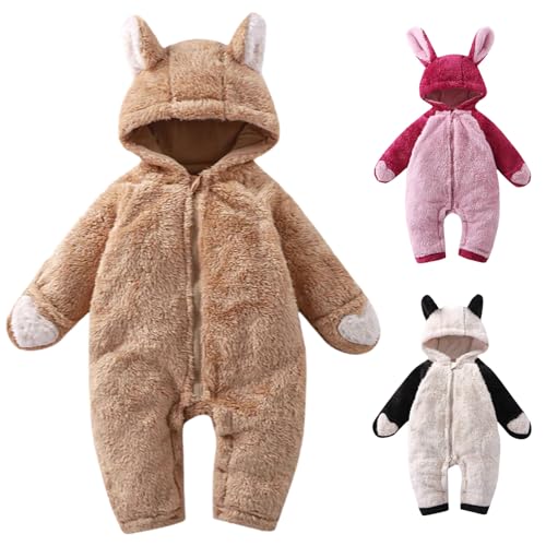 Produktbild: Baby Fleece Strampler Winter Schneeanzug mit Tierohren 0-18M, braun, 9-12 Monate
