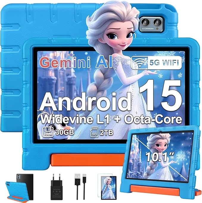 ZIOVO Kinder Tablet 10 Zoll Android, 30GB RAM, 2TB TF, 5G WiFi, GPS, Face ID