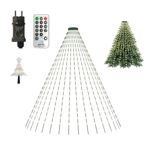 Lichterkette weihnachtsbaum 350 leds 2m 10 stränge dangzw wasserfest 8 modi warmweiß