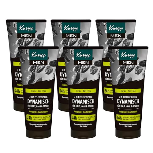 Kneipp MEN 3 in 1 Pflegedusche 6x200ml, mit Tonkabohne & Bio Chia, Haut-Haar-Gesicht
