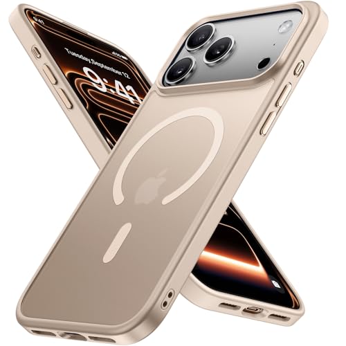 miracase iPhone 17 Pro hülle magsafe, stoßfest, kratzfest, matt-gold, 6,3"