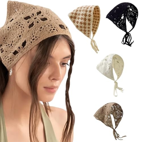 bandana damen 4er set jazrvr, dreieckstuch kopftuch haartuch für sommer und outdoor