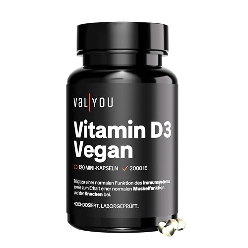 Produktbild: Veganes Vitamin D3 2.000 IE | 120 Kapseln | Hochdosiert | Pflanzliche Quelle
