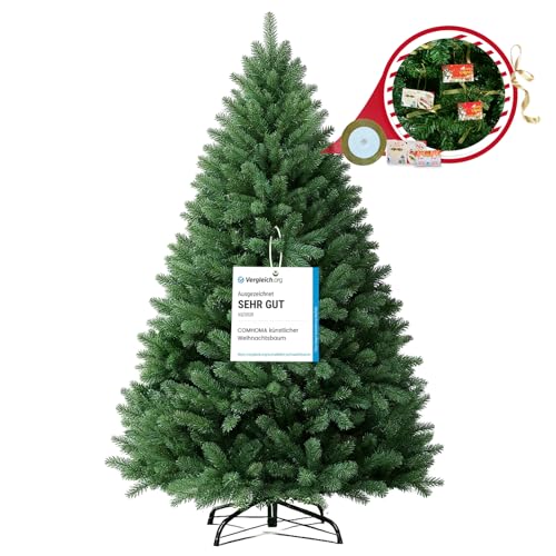 Produktbild: comhoma künstlicher weihnachtsbaum 195 cm mit easy-fold-system, metalständer, diy-karten