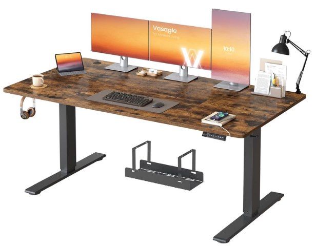 VASAGLE höhenverstellbarer Schreibtisch 16080 cm mit USB-C und Ablage
