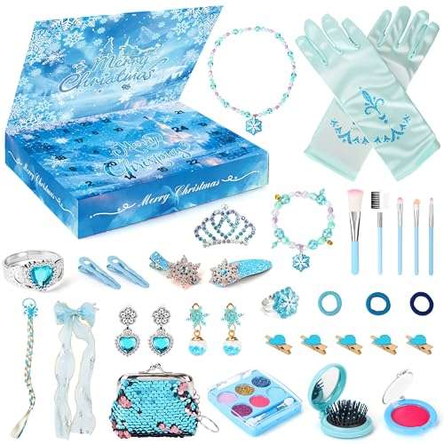 MOMOSTAR Frozen Adventskalender 2025 für Mädchen, Schmuck & Schminke, 24 Teile