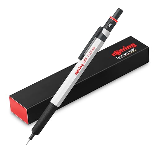 rOtring 500 Feinminenstift 0,5 mm HB-Mine weißer Kunststoffschaft, Metallgriff