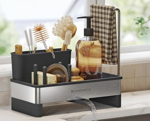 Produktbild: Spülbecken-Organizer Edelstahl mit Schwammhalter und drehbarem Ablauf