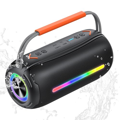 tragbarer bluetooth lautsprecher 40w mit bass, ipx7 wasserdicht, 30h akku, tws