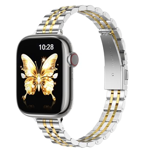 gearyou slim metall armband für apple watch 40mm 41mm 42mm 38mm damen silber gold