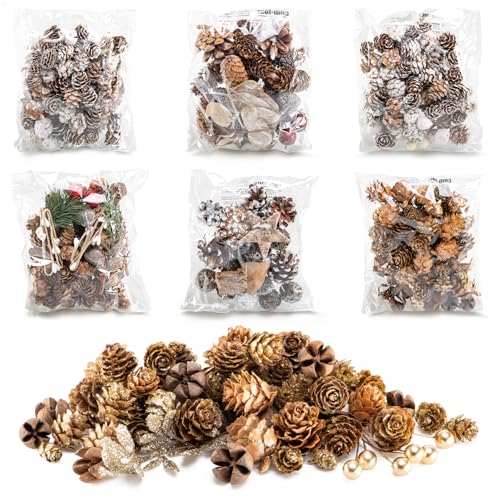 weihnachtsdekoration zapfen zweige beeren im beutel 6x von com-four