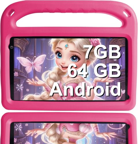 GOODTEL 7-Zoll Tablet Android | 7 GB RAM, 64 GB ROM, WLAN, Bluetooth 5.0, GPS, Rosa