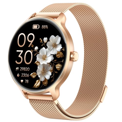 Produktbild: Smartwatch Damen 1.27" AMOLED mit Telefonfunktion, Fitnessuhr, IP68, Gold