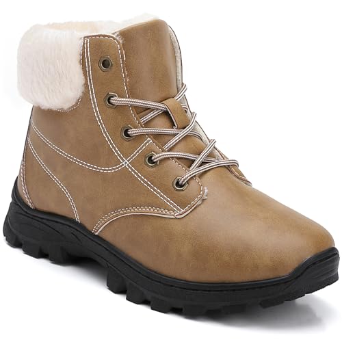 Produktbild: Winterschuhe Herren Damen Gefütterte Wasserabweisend Wanderschuhe Rutschfest Khaki 38 EU