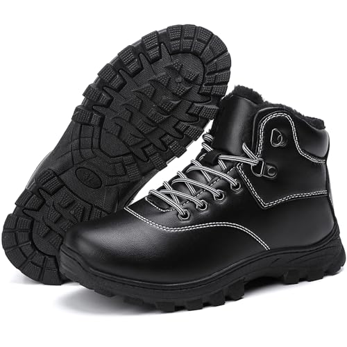 ricema winterschuhe damen herren, wasserdichte schneestiefel, warm gefüttert, schwarz 47 eu