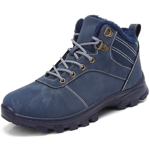 ricema winterschuhe herren damen wasserabweisend gefütterte schneestiefel unisex blau 43 eu