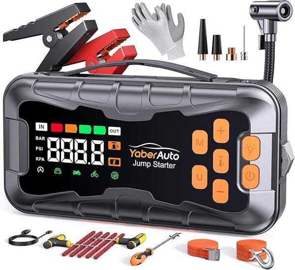 16 in 1 Starthilfe Powerbank 7000A 27000mAh mit Kompressor 160PSI für Pkw