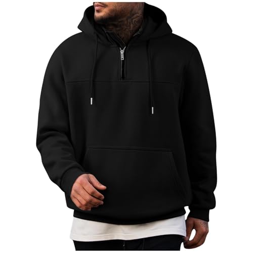 Produktbild: kqivam hoodie männer 1/4 zip kapuzenpullover einfarbig oversize casual herbst winter