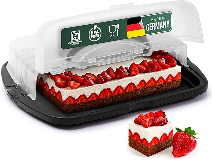 Kuchen-Transportbox XL Rechteckig 47 x 35 x 11 cm, Aufbewahrungsbox für Torten