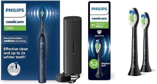 Produktbild: philips sonicare 5500 zahnbürste mit 2 w2 optimal white aufsätzen für 89,99
