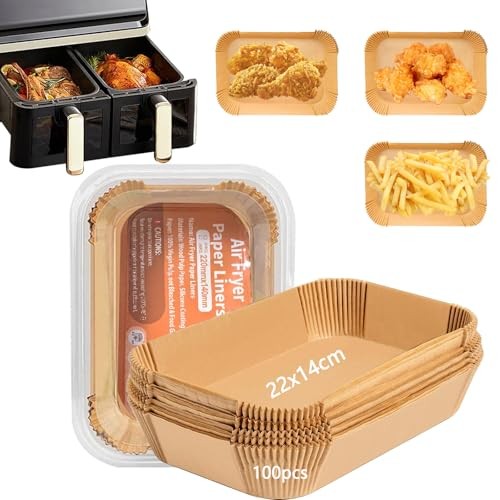 Backpapier 100 Stück für Heißluftfritteuse, Rechteckig 22x14cm, Hitzebeständig