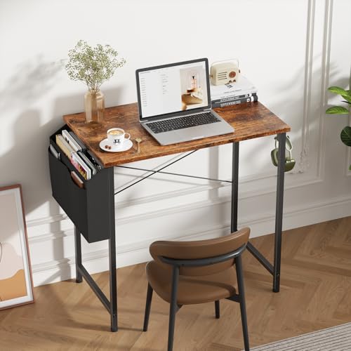 Produktbild: flycity tisch 100 x 48 x 75 cm, schreibtisch computertisch mit aufbewahrungstasche, braun
