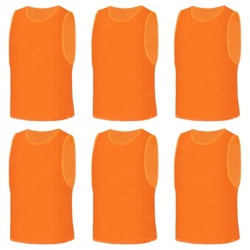au yao fussballtraining leibchen kinder set 6 mesh trainingswesten orange sportteam