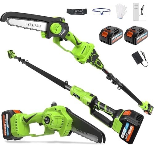 Produktbild: akku teleskop hochentaster 2-in-1 8 zoll mit mini kettensäge und 21V akku