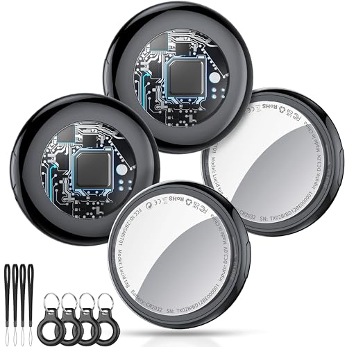 air tags 4er pack schwarz, smart key finder für apple wo ist? app, koffer-tracker