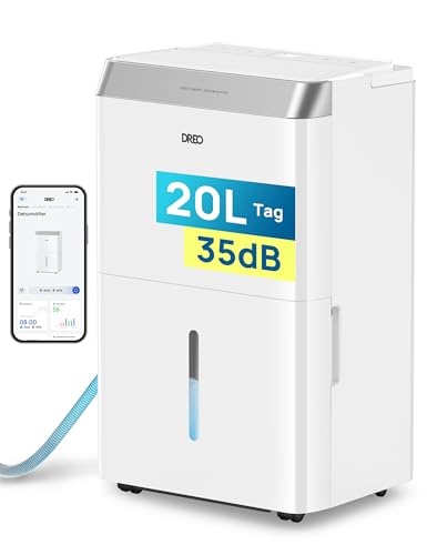 Dreo luftentfeuchter elektrisch 20l WLAN App leise 35dB bis 40m