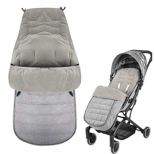 Winter Fußsack Kinderwagen, Universal, wasserdicht, doppelt Reißverschluss, grau